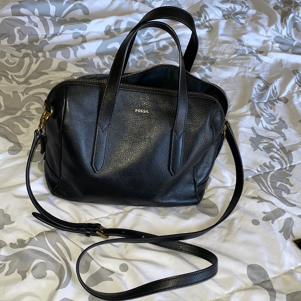 Black crossbody satchel bag - fossil Sidney satchel